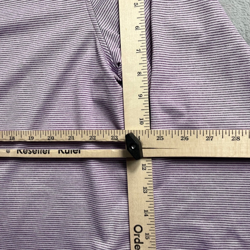 Rhoback Mens XL Purple Striped Performance Long Sleeve Polo Shirt Golf Shirt - Picture 4 of 8